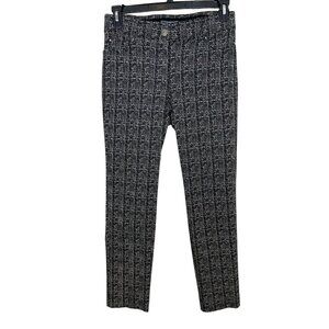 Verve Blues Plaid Jeans Ankle Pants Size 8 Black Cream Straight Leg Comfort Band